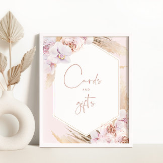 Poster Cartes et cadeaux d'herbe de pampa boho