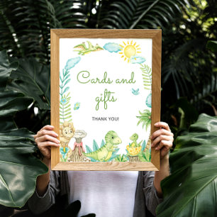 Poster Cartes et cadeaux Dinosaures Couleur Aquarelle