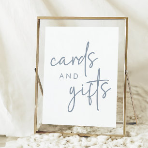 Poster Cartes et cadeaux Dusty Blue & White Fête des mari