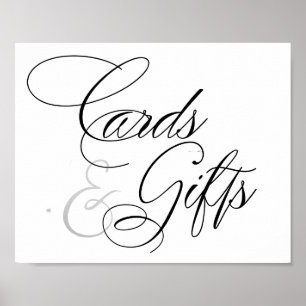 Poster Cartes et cadeaux élégants Script noir   Panneau d