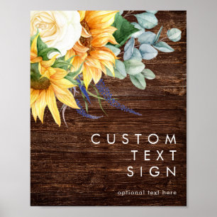 Poster Cartes et Cadeaux en Bois de Tournesol de Campagne