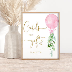 Poster Cartes et cadeaux Eucalyptus Balloon rose