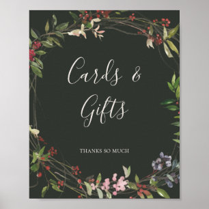 Poster Cartes et Cadeaux Fêtes Chic Botanique Vert Foncé
