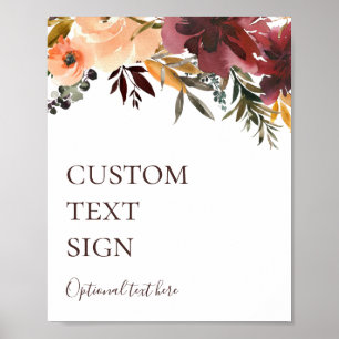 Poster Cartes et Cadeaux Fleuris Orange Bourgogne Personn