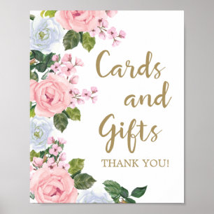 Poster Cartes et cadeaux Fleurs blanches roses pour Baby