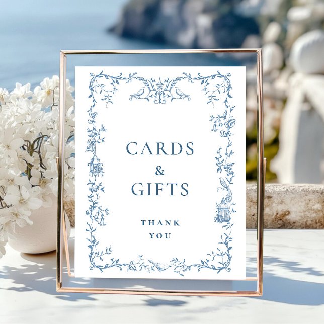 Poster Cartes et cadeaux Floraux Bleus et Ornat Victorien (Créateur téléchargé)