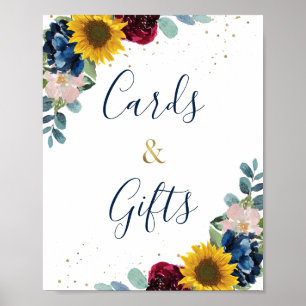 Poster Cartes et cadeaux floraux de tournesol botanique r