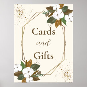 Poster Cartes et cadeaux floraux marron et crème modernes