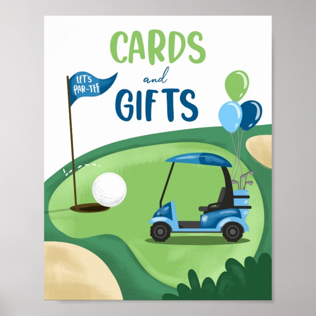 Poster Cartes et cadeaux Golf Par Tee Boy Signal d'annive (Devant)
