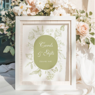 Poster Cartes et cadeaux Green Floral Line