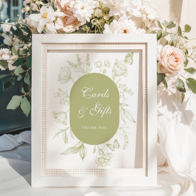 Poster Cartes et cadeaux Green Floral Line (Créateur téléchargé)