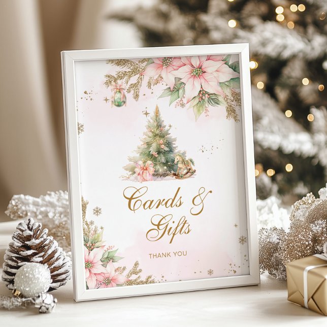 Poster Cartes et cadeaux hiver Noël arbre baby shower (Créateur téléchargé)