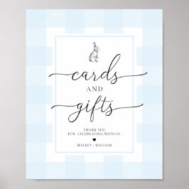 Poster Cartes et cadeaux lapins En vichy lapin bleu