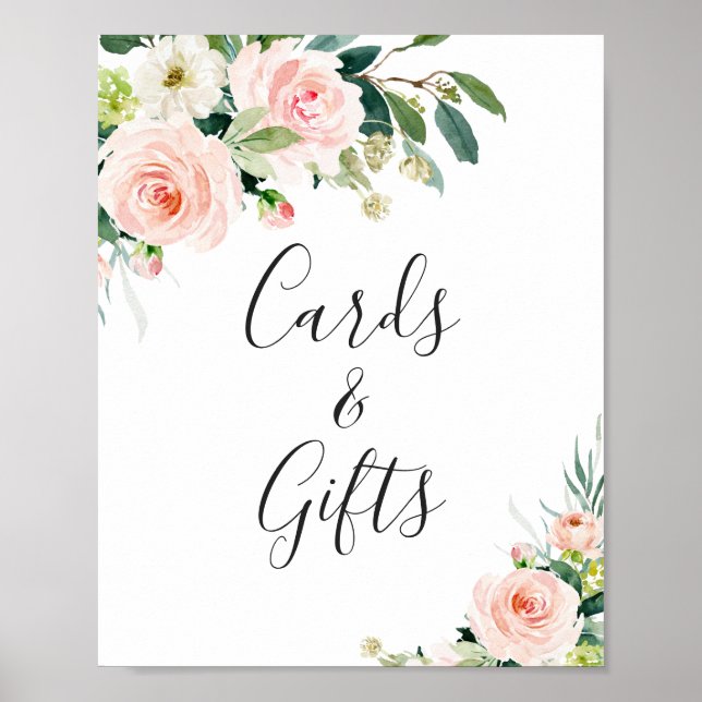 Poster Cartes et cadeaux Mariage de fleurs roses (Devant)