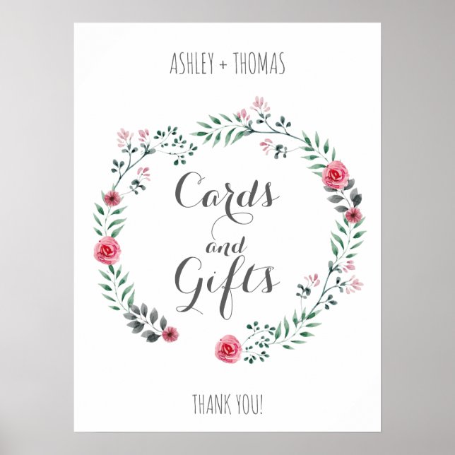 Poster Cartes et cadeaux Mariage signe de calligraphie fl (Devant)