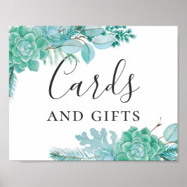 Poster Cartes et cadeaux. Mariage succulent à la menthe d