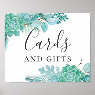 Poster Cartes et cadeaux. Mariage succulent à la menthe d