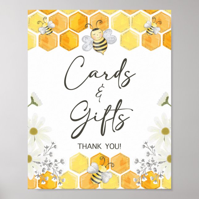 Poster Cartes et cadeaux Miel Baby shower abeille (Devant)