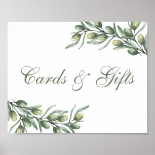 Poster Cartes et cadeaux. Olives. Mariage d'été italien