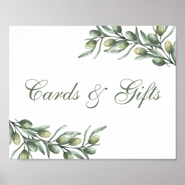 Poster Cartes et cadeaux. Olives. Mariage d'été italien (Devant)
