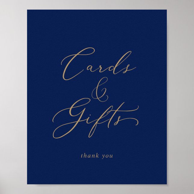 Poster Cartes et Cadeaux Or Délicat et Marine Sign (Devant)