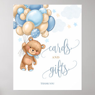 Poster Cartes et cadeaux Ours en peluche Ballons Baby sho