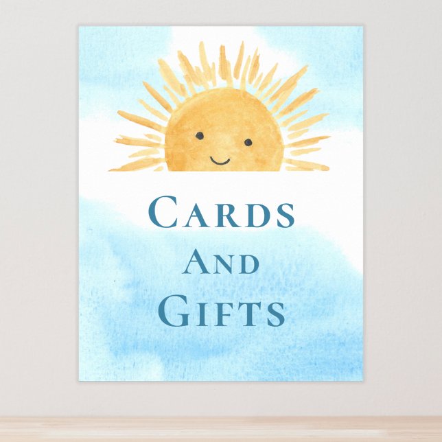 Poster Cartes Et Cadeaux Panneau Baby shower À Thème Sole (Créateur téléchargé)