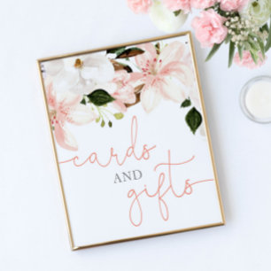 Poster Cartes et cadeaux Panneau baby shower rose vif flo