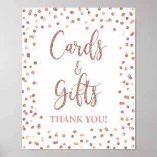 Poster Cartes et cadeaux panneau de fête Rose Gold Paille