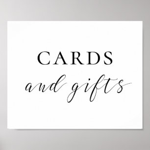 Poster Cartes et cadeaux. Panneau de mariage noir et blan
