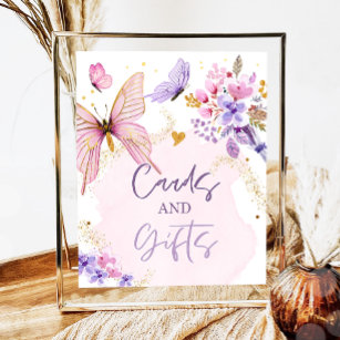 Poster Cartes et cadeaux Papillon Floral Jardin Fille Ros
