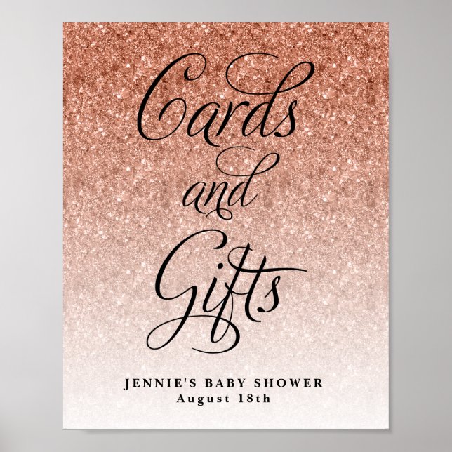 Poster Cartes et cadeaux, Parties scintillant Rose or (Devant)