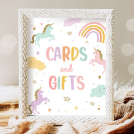 Poster Cartes et cadeaux Pastel Rainbow Girl Anniversaire