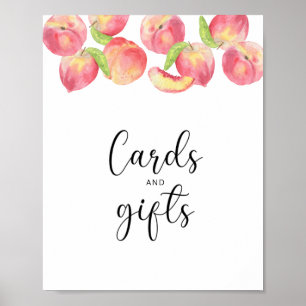 Poster Cartes et cadeaux pêche pour la baby shower affich