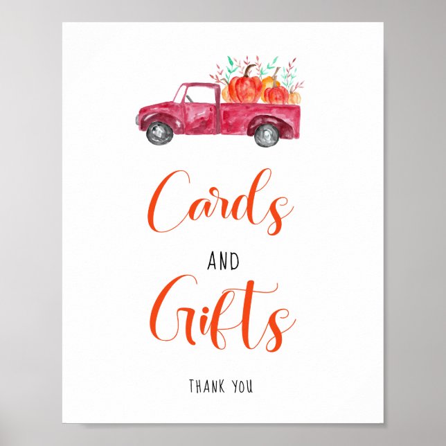 Poster Cartes et cadeaux Petit Baby shower Citrouille Aut (Devant)