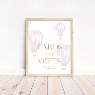Poster Cartes et cadeaux Pink Hot Air Ballotte Panneau de
