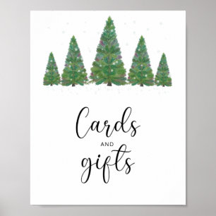 Poster Cartes et cadeaux pour arbres d'hiver pour baby sh