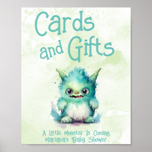 Poster Cartes et Cadeaux pour Baby Shower Little Monster