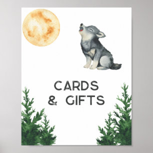 Poster Cartes et cadeaux pour baby shower Loup Bébé