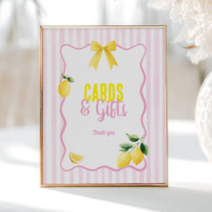 Poster Cartes et Cadeaux Rayures Roses Citron Diplômé