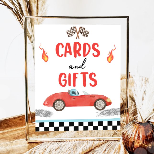Poster Cartes et cadeaux Red Race Car Deux Anniversaire R (Créateur téléchargé)