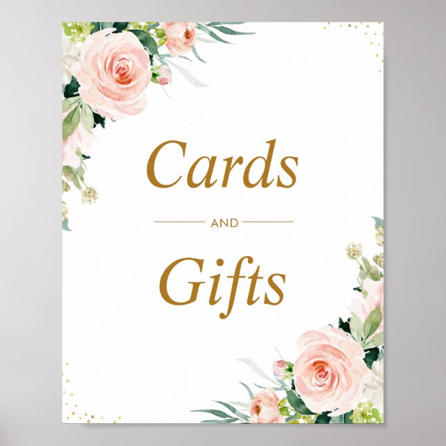 Poster Cartes et Cadeaux rose floral (Devant)