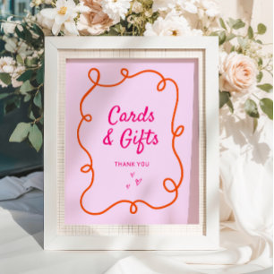 Poster Cartes et cadeaux rose orange