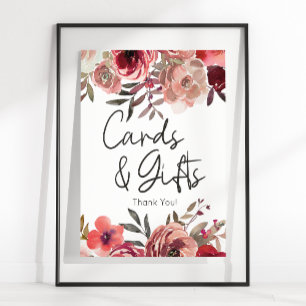 Poster Cartes et Cadeaux Roses Florales Rouge Fardé