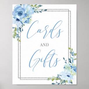 Poster Cartes et cadeaux rustiques chic bleu poussiéreux