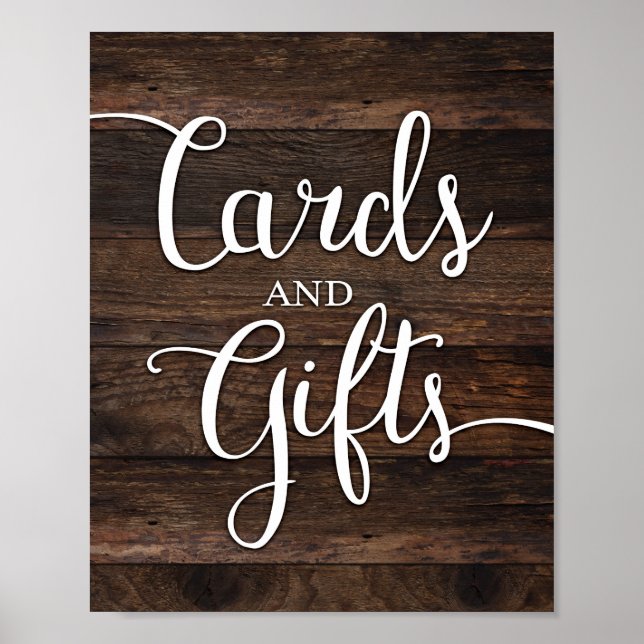Poster CARTES ET CADEAUX Rustiques Chic Signe Imprimer (Devant)