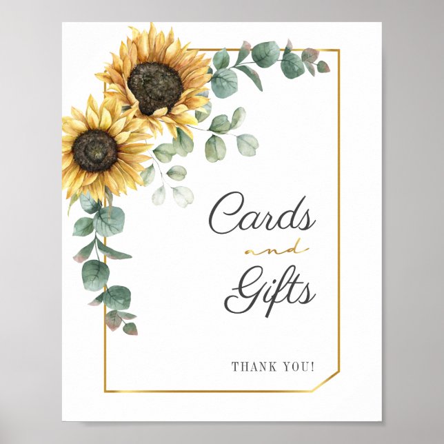 Poster Cartes et Cadeaux Rustiques Tournesol Floral Eucal (Devant)