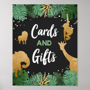 Poster Cartes et cadeaux Safari Animaux Gold Anniversaire