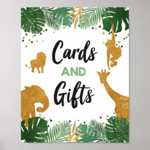 Poster Cartes et cadeaux Safari Animaux Gold Anniversaire