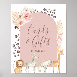 Poster Cartes et Cadeaux Safari Animaux Herbe de Pampa Bo